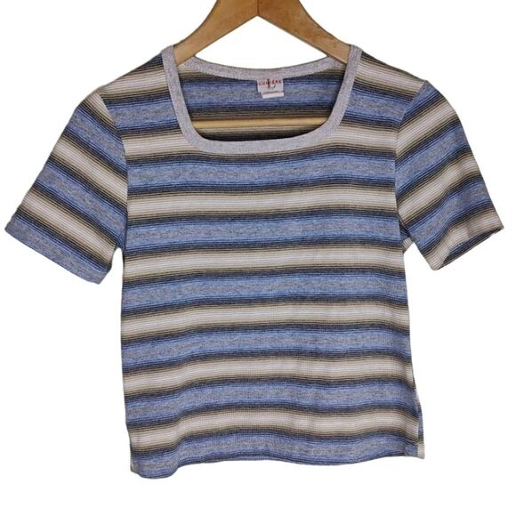 Lumiere Vintage Y2K Striped Cropped Baby Tee - Picture 1 of 7